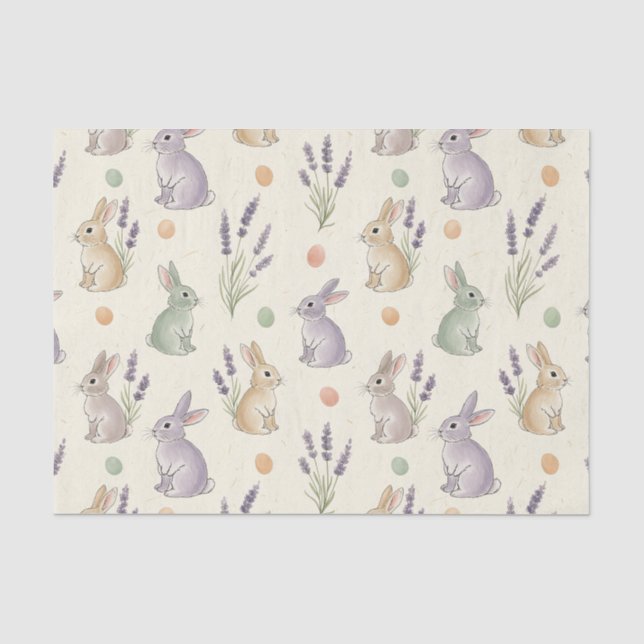 Minimal Easter Bunny Pastel Spring Pattern Tissue Paper (Front)