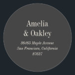 Minimal Ecru Black Elegant Wedding Return Address Classic Round Sticker<br><div class="desc">Minimalist Ivory Ecru Black Elegant Wedding Custom Return Address Classic Round Sticker</div>