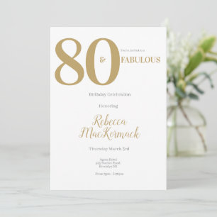 Minimal Eighty and Fabulous 80th Birthday Party Invitation