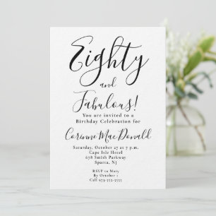 Minimal Eighty and Fabulous 80th Birthday Party Invitation