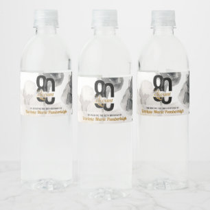 Minimal Eighty & Elegant Black Gold 80th Birthday Water Bottle Label