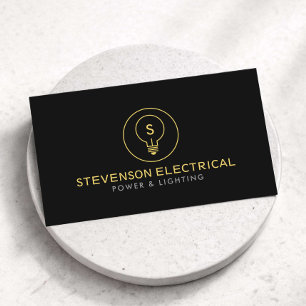 Minimal Electrician Company Logo Black Business Card