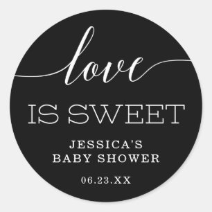 Minimal Elegance Love Is Sweet Favour Classic Roun Round Sticker