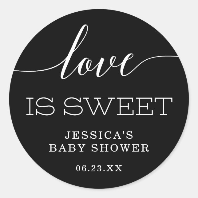 Minimal Elegance Love Is Sweet Favour Classic Roun Round Sticker (Front)