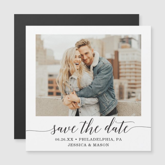 Minimal Elegance Photo Wedding Save The Date Magnetic Invitation (Front/Back)