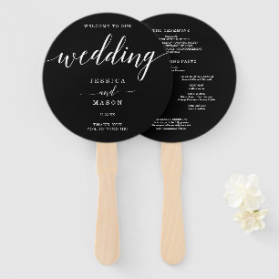 Minimal Elegance Simple Black and White Wedding Ha Hand Fan
