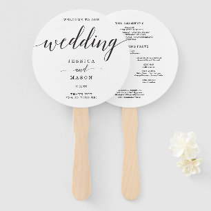 Minimal Elegance Simple Black and White Wedding Hand Fan