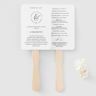 Minimal Elegance Simple Black and White Wedding Hand Fan