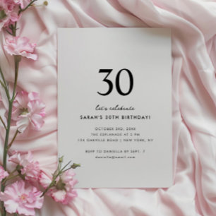 Minimal Elegant 30th Birthday Invitation