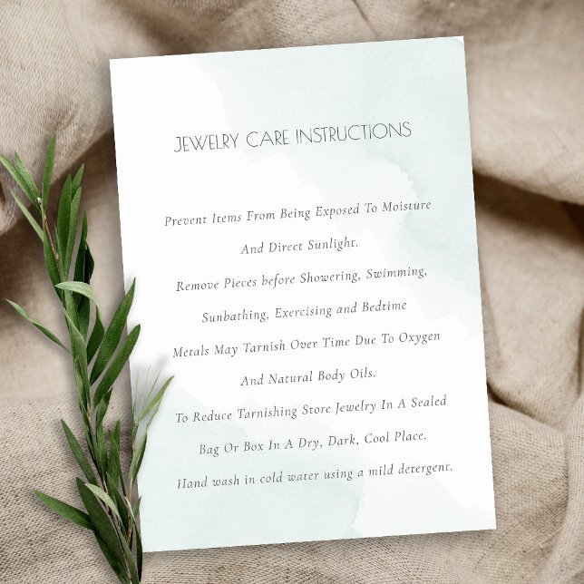 Minimal Elegant Aqua Blue Watercolor Jewellery Car Business Card (Creator Uploaded)