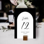 Minimal Elegant Arch Wedding | Black Table Number<br><div class="desc">These stylish,  simple wedding table number cards feature an arch shape in white over a custom colour background (shown in black).  Easy to personalise for your wedding or other special occasion.</div>