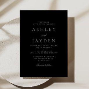 Minimal Elegant Beautiful Black & Grey Wedding Invitation