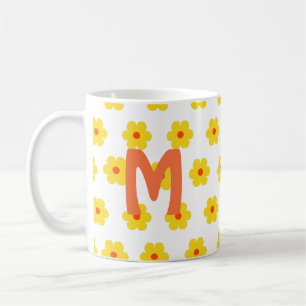 minimal elegant bestfriendsever floral monogram coffee mug