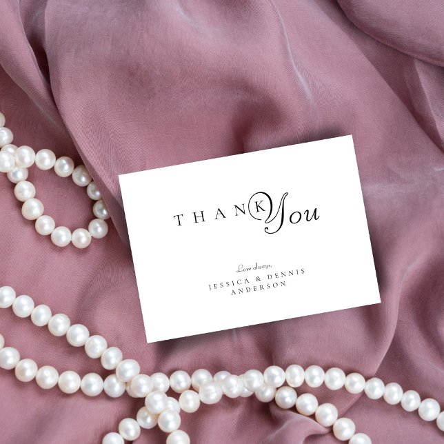 Minimal Elegant Black and White Typography Wedding Thank You Card (Creator Uploaded)