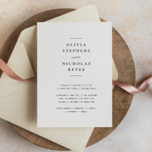 Minimal elegant black and white wedding invitation