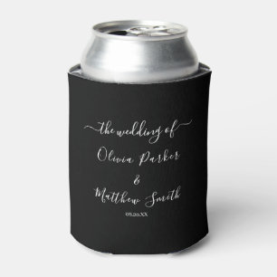 Minimal Elegant Black Classic Wedding Can Cooler