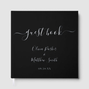Minimal Elegant Black Classic Wedding Guest Book