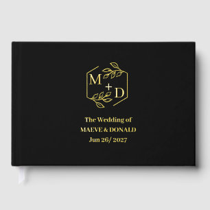 Minimal Elegant Black Gold Foil Wedding Guest Book