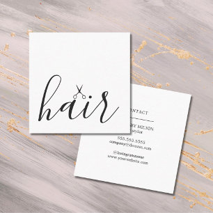 Minimal Elegant Black Scissors White Hairstylist Square Business Card