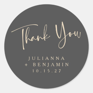 Minimal Elegant Black Script Wedding Personalised Classic Round Sticker