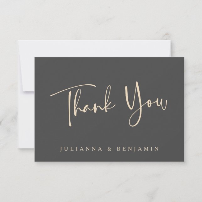 Minimal Elegant Black ScriptWedding Personalised Thank You Card (Front)