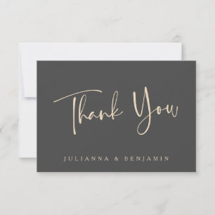 Minimal Elegant Black ScriptWedding Personalised Thank You Card