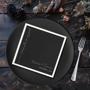 Minimal Elegant Black Wedding Napkin