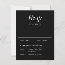 Minimal Elegant Black Wedding RSVP Card