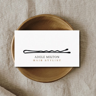 Minimal Elegant Black White Bobby Pin Hair  Business Card