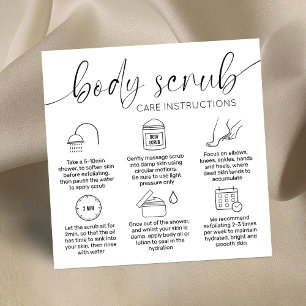 Minimal Elegant Black White Body Scrub Care Cards