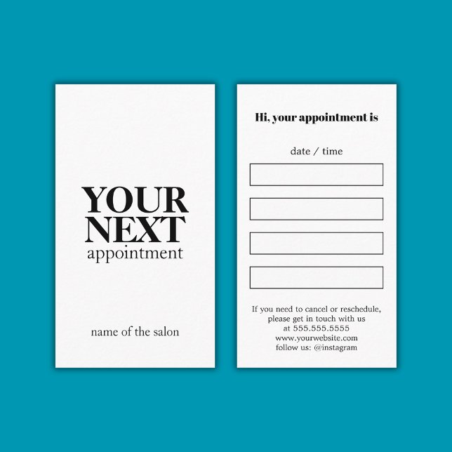 Minimal Elegant Black White Bold Appointment Card (Creator Uploaded)