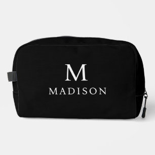 Minimal & Elegant Black & White  Custom Name Dopp Kit