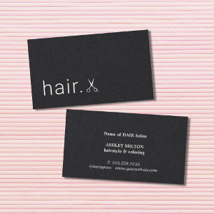 Minimal Elegant Black White Hairstylist Business Card