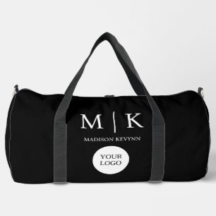 Minimal & Elegant Black & White  Logo Business Duffle Bag