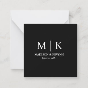 Minimal & Elegant Black & White Monogram Wedding Card