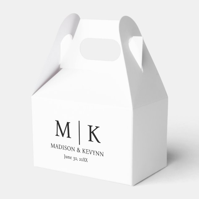 Minimal & Elegant Black & White Monogram Wedding Favour Box (Front Side)