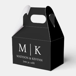 Minimal & Elegant Black & White Monogram Wedding Favour Box