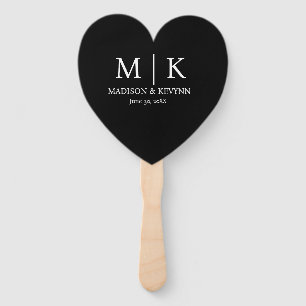Minimal & Elegant Black & White Monogram Wedding Hand Fan