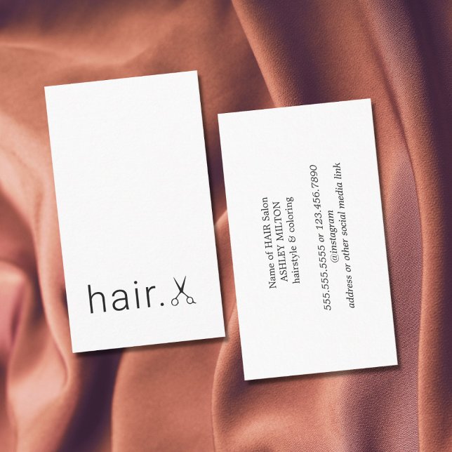Minimal Elegant Black White Scissors Hairstylist Business Card (Creator Uploaded)