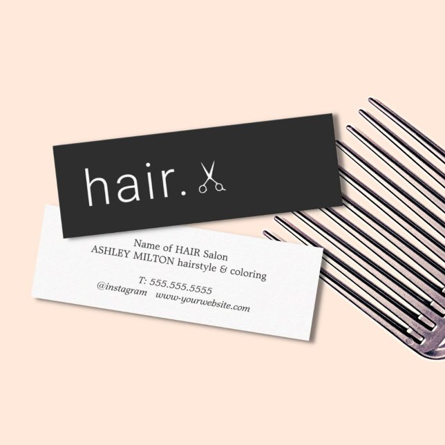 Minimal Elegant Black White Scissors Hairstylist Mini Business Card (Creator Uploaded)