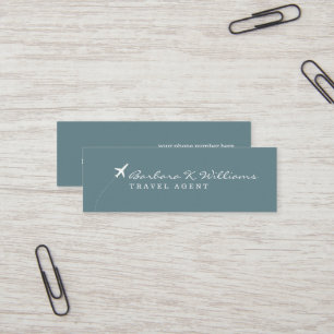 Minimal Elegant Blue Travel Agent Mini Business Card