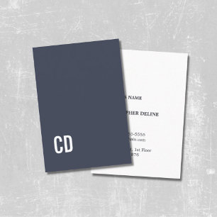 Minimal Elegant Blue White Monogram Consultant Business Card