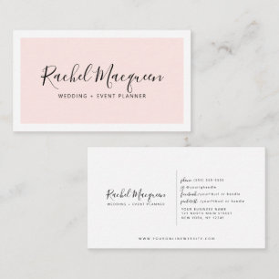 Minimal Elegant Blush Pink White Border Script Business Card