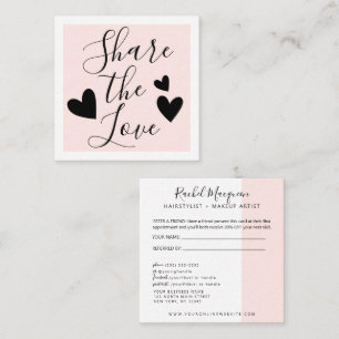 Minimal Elegant Blush Pink White Script Referral Card