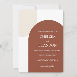 Minimal Elegant Bohemian Terracotta Arch Wedding Invitation