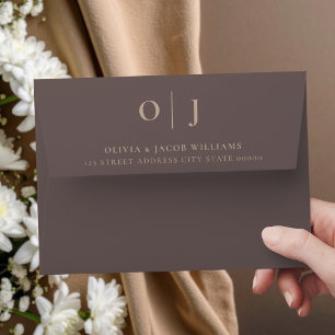 Minimal Elegant Brown Wedding Envelope