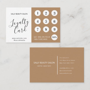 Minimal Elegant Brown White Script Loyalty Card