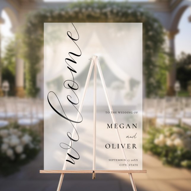 Minimal Elegant Calligraphy Script Wedding Welcome Acrylic Sign (Creator Uploaded)