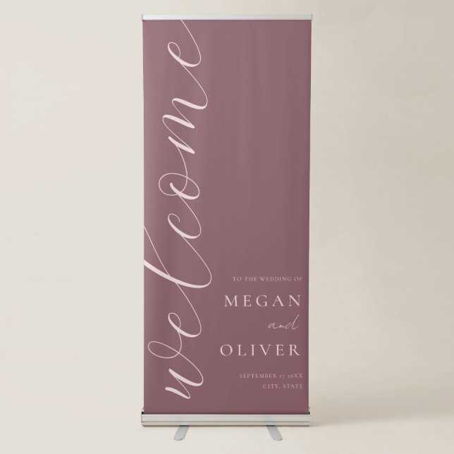 Minimal Elegant Calligraphy Script Wedding Welcome Retractable Banner (Front)