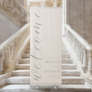 Minimal Elegant Calligraphy Script Wedding Welcome Retractable Banner